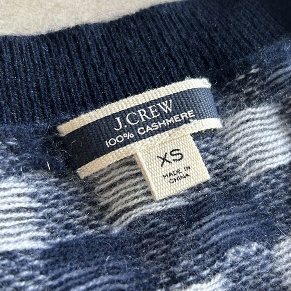J. Crew Navy Cashmere Gingham Sweater ASO Wednesday Addams - Picture 9 of 13